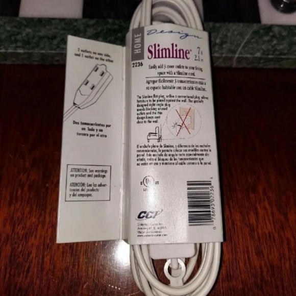 ELECTRICAL CORDS Outlet Grounded Power Strip & 7 FT Slimline Extension SET NWT - Picture 4 of 7